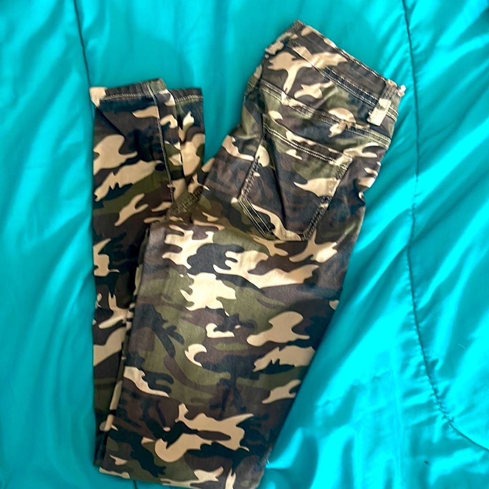 Green/Brown Cameo Skinny Jeans